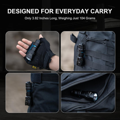 WUBEN T4 Flashlight Rechargeable, Mini Tactical Flashlight Military Grade 401M Long Throw, Small Flashlight with Tactical/Duty/Lock 3 Modes, EDC Flash Light for Police, Emergency and Daily Use - PuriLite