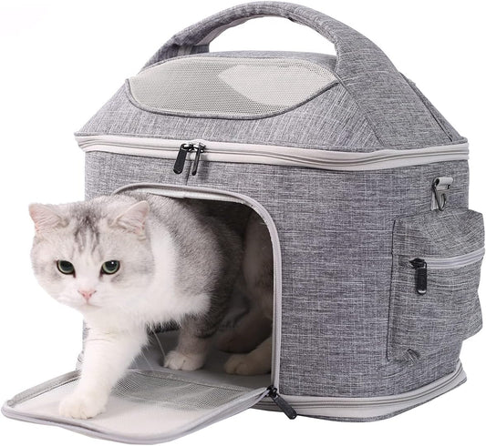 Large Pet Carrier for Cat and Small Dog, Fits 20 lbs Fat Cat, Soft-Sided Pet Travel Carrier, Cat Bed - PuriLite