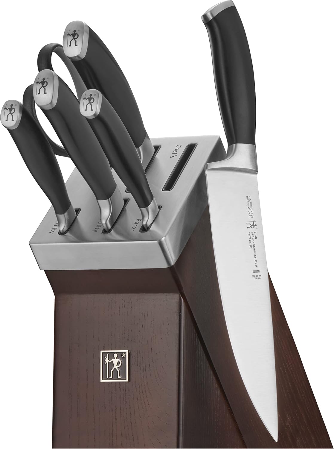 HENCKELS Definition 7 Piece Kitchen Knife Block Set - Professional Cutlery Set, Self Sharpening Knife Block for Chopping, Slicing, Dicing & Cutting - PuriLite