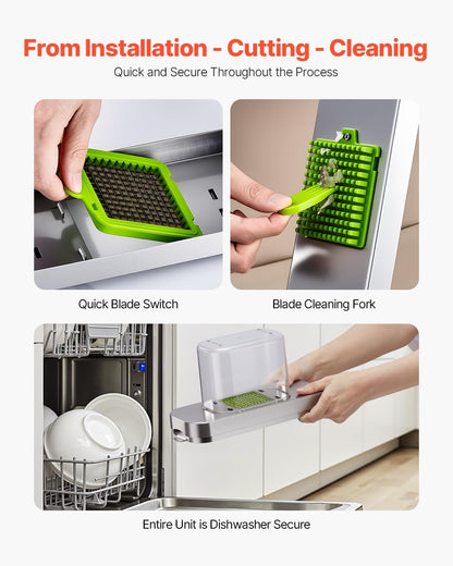 VEVOR Vegetable Chopper, Food Veggie Cutter with 3 Stainless Steel Blades, Onion Slicer with Container, Salad Potato Dicer Kitchen Gadgets & Essentials Home Appliances Tools for Easy DIY, Silver - PuriLite