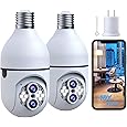 Light Bulb Security Camera Wireless Outdoor, 5G & 2.4GHz 2K 360 Degree Outdoor Camera Wireless Motion Detection and Alarm,Two-Way Talk,Color Night Vision, Bulb Camera Surveillance Exterieur, 2Pack - PuriLite