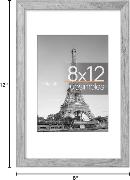 upsimples 11x14 Picture Frame, Display Pictures 8x10 with Mat or 11x14 Without Mat, Wall Hanging Photo Frames, Black - PuriLite