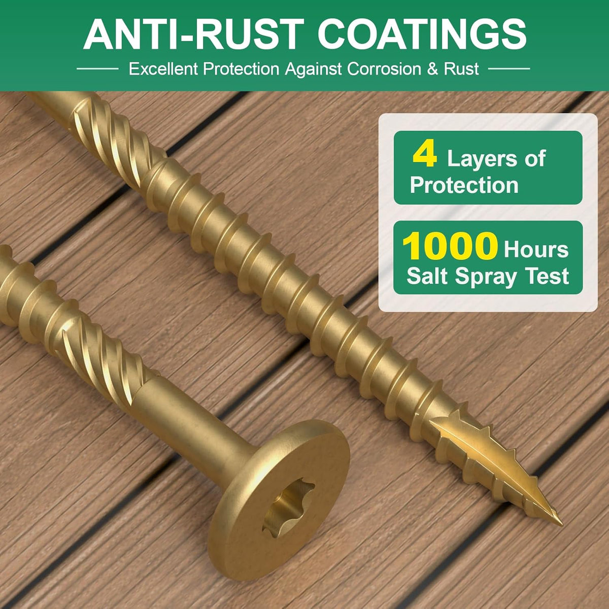 FMhotu 6 Inch Heavy-Duty Outdoor Deck Screws, 50Pcs Star Drive Decking Wood Screws, Rust Resistant Timber Screws for Timber/Log/Landscaping Wood (#14 x 6 Tan - PuriLite