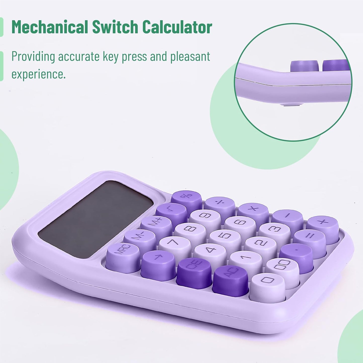 Mr. Pen- Mechanical Switch Calculator, 12 Digits, Large LCD Display, Orange With Big Buttons, Desktop, Cute and Aesthetic Design - PuriLite