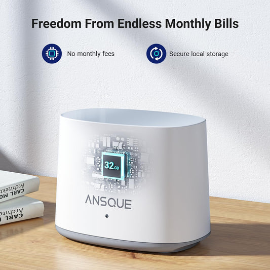ANSQUE Solar Security Cameras Wireless Outdoor, 4-Cam Kit, No Monthly Fee, 2K Color Night Vision with Solar Panel, Local Storage, 360° View, Auto Tracking - PuriLite