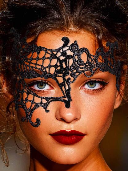 EASEDAILY Lace Masquerade Mask for Women Black Halloween Costume Eye Mask for Women - PuriLite