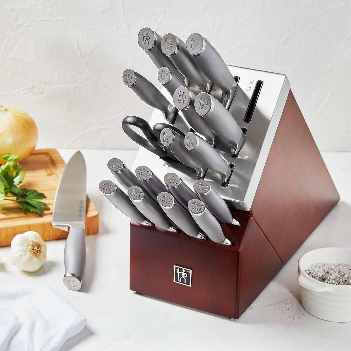 HENCKELS Forged Stainless Steel Modernist Self-Sharpening 20-Piece Knife Block Set - PuriLite