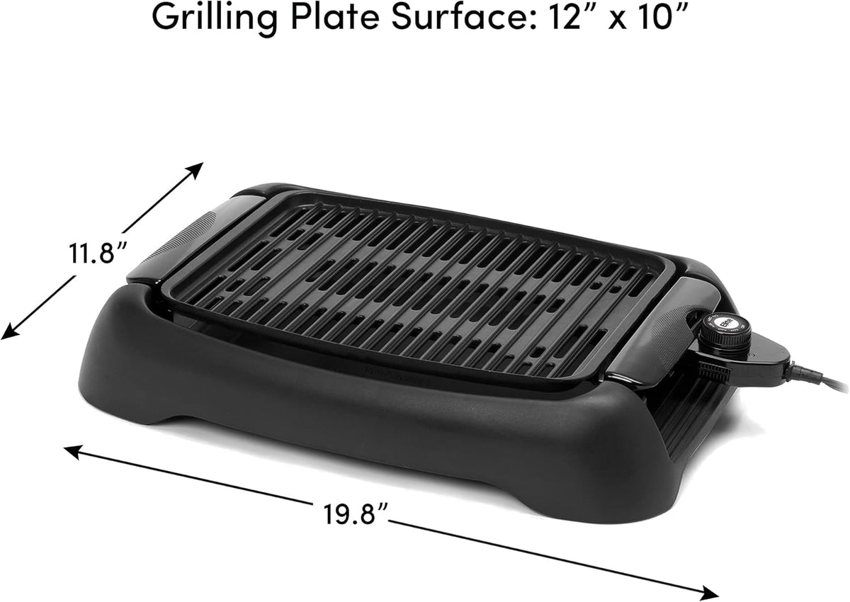 Elite Gourmet EMG6505G Smokeless Indoor Electric BBQ Grill with Glass Lid, Dishwasher Safe, PFOA-Free Nonstick, AdjCatable Temperature, Fast Heat Up, Low-Fat Meals Easy to Clean Design - PuriLite