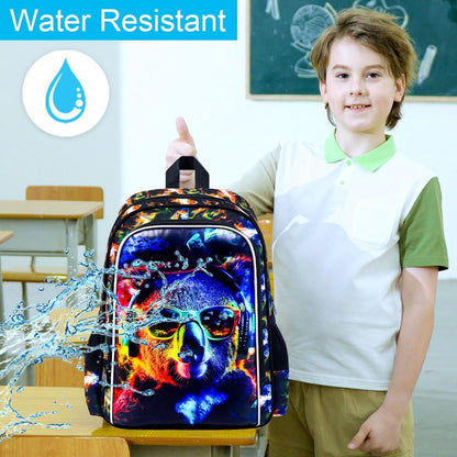3pcs Backpack for Boys and Girls, 16” Kids Kindergarten Bookbag with Lunch Box, Cute Elementary Backpacks for Boy Girl - PuriLite