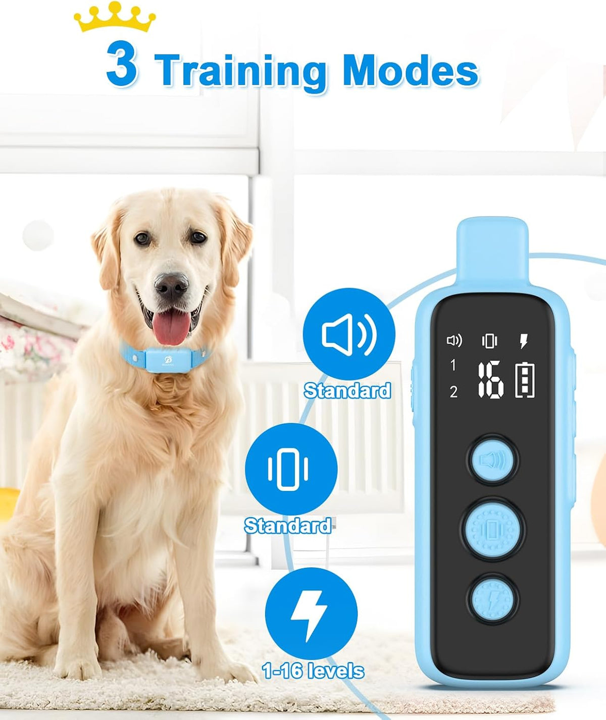Bousnic Shock Collar for Dogs - Waterproof Rechargeable Dog Electric Training Collar with Remote for Small Medium Large Dogs with Beep, Vibration, Safe Shock Modes (8-120 Lbs) (Grey) - PuriLite