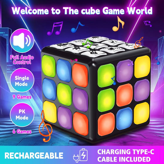 Rechargeable Game Activity Cube, 9 Fun Brain & Memory Games Toys for Kids, Toys for 6-12 Year Old Boys Gifts, for 6 7 8 9 10 11 12 Year Old Tweens & Teens, Boy Girl Toy Gift - PuriLite