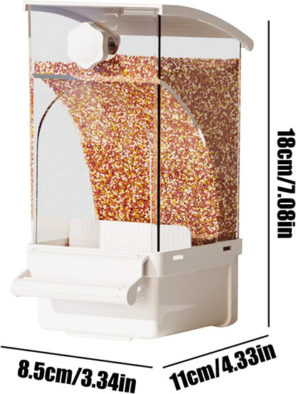 Automatic Bird Feeder for Cage, Pet Supplies for Cockatiels, Parrots, Cockatoos, Canaries, Parakeets, Conures, Parrot(White)