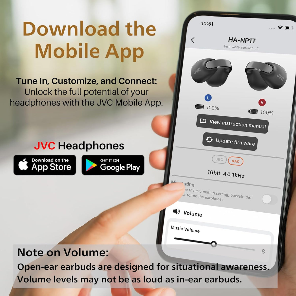 JVC nearphones Open Ear-Cuffs Wireless Headphones with Clasp Mechanism, Multipoint, Single Ear use, BT 5.3, Long Battery Life (up to 24 Hours) - HA-NP1T-A Teal Blue - PuriLite
