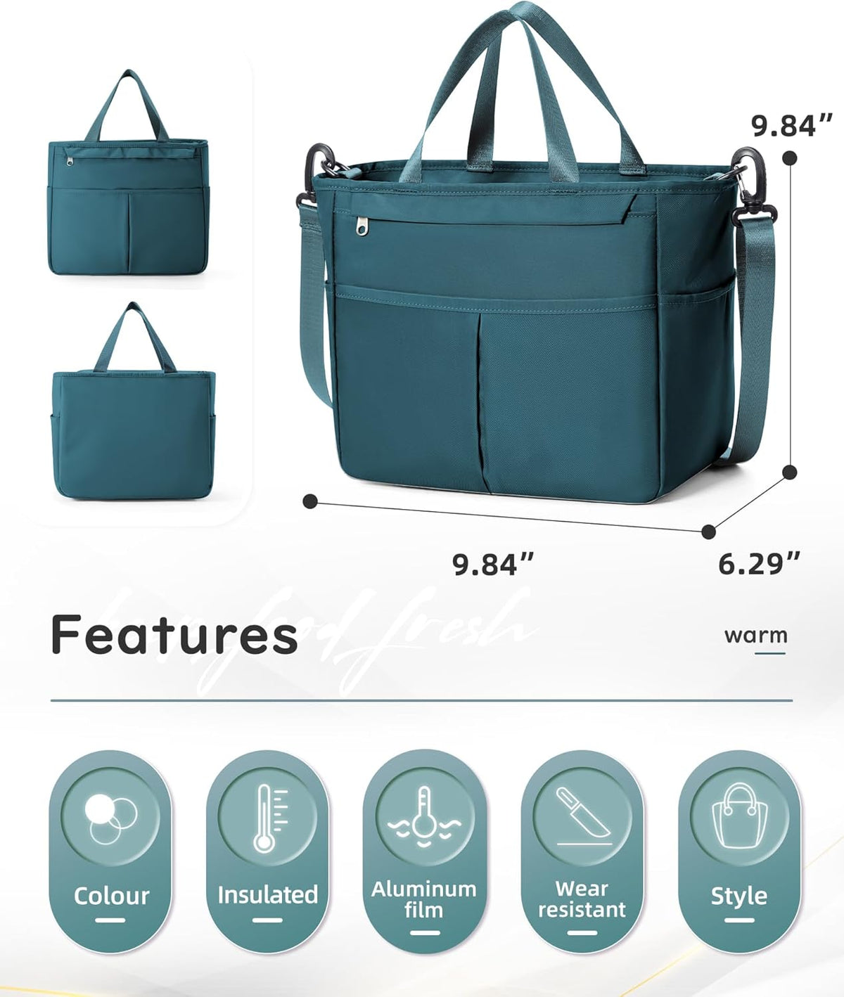 Lunch Bag Insulated Lunch Box Leakproof Lunch Tote Bags for Women Men,Portable Thermal Cooler Bag Lunch Containers with Shoulder Strap for Work, Family, Picnic, School, Outdoor,BBQ C2-Pinkpurple - PuriLite