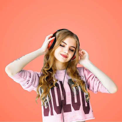 LORELEI X6 Over-Ear Headphones With Microphone, Lightweight Foldable & Portable Stereo Bass With 1.45M No-Tangle Wired for Smartphone Tablet MP3/4 (Black-Gold) - PuriLite