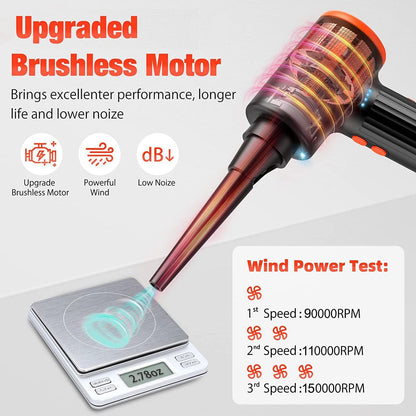 Compressed Air Duster, 130000RPM Electric Air Duster Replaces Compressed Air Cans, 3 Speed, Cordless Air Blower for Cleaning Camera Computer Household Pet Hair - PuriLite