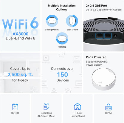 TP-Link Deco Whole Home Mesh WiFi System (Deco M4) – Up to 5,500 Sq. Ft. Coverage, Replaces Wireless Internet Routers and Extenders, Gigabit Ports, Works with Alexa, 3-Pack - PuriLite
