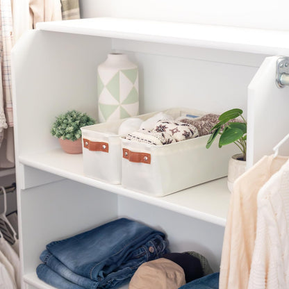 OrganiHaus Large Fabric Storage Baskets for Shelves 3 Pack, 15x11in Closet Storage Bins for Shelves, Cloth Baskets, Fabric Storage Cubes, Linen Closet Organizers, Fabric Basket, White Basket - PuriLite