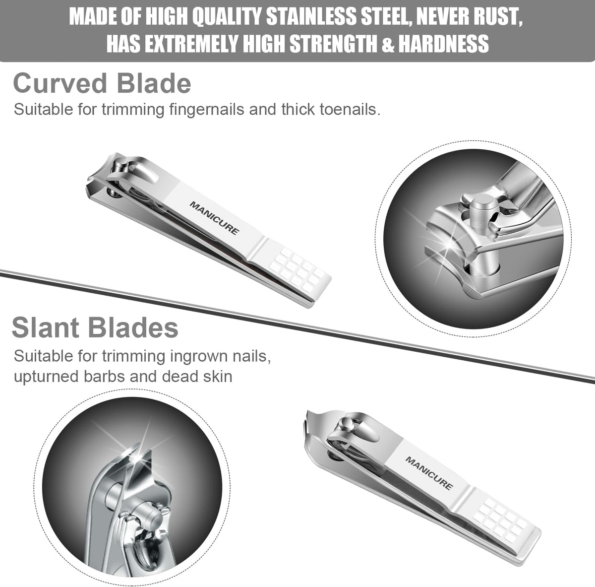 Manicure Set Professional Nail Clippers Pedicure Kit, 16 pcs Stainless Steel Nail Care Tools Grooming Kit with Luxurious Travel Leather Case for Thick Nails Men Women Gift (Black) - PuriLite
