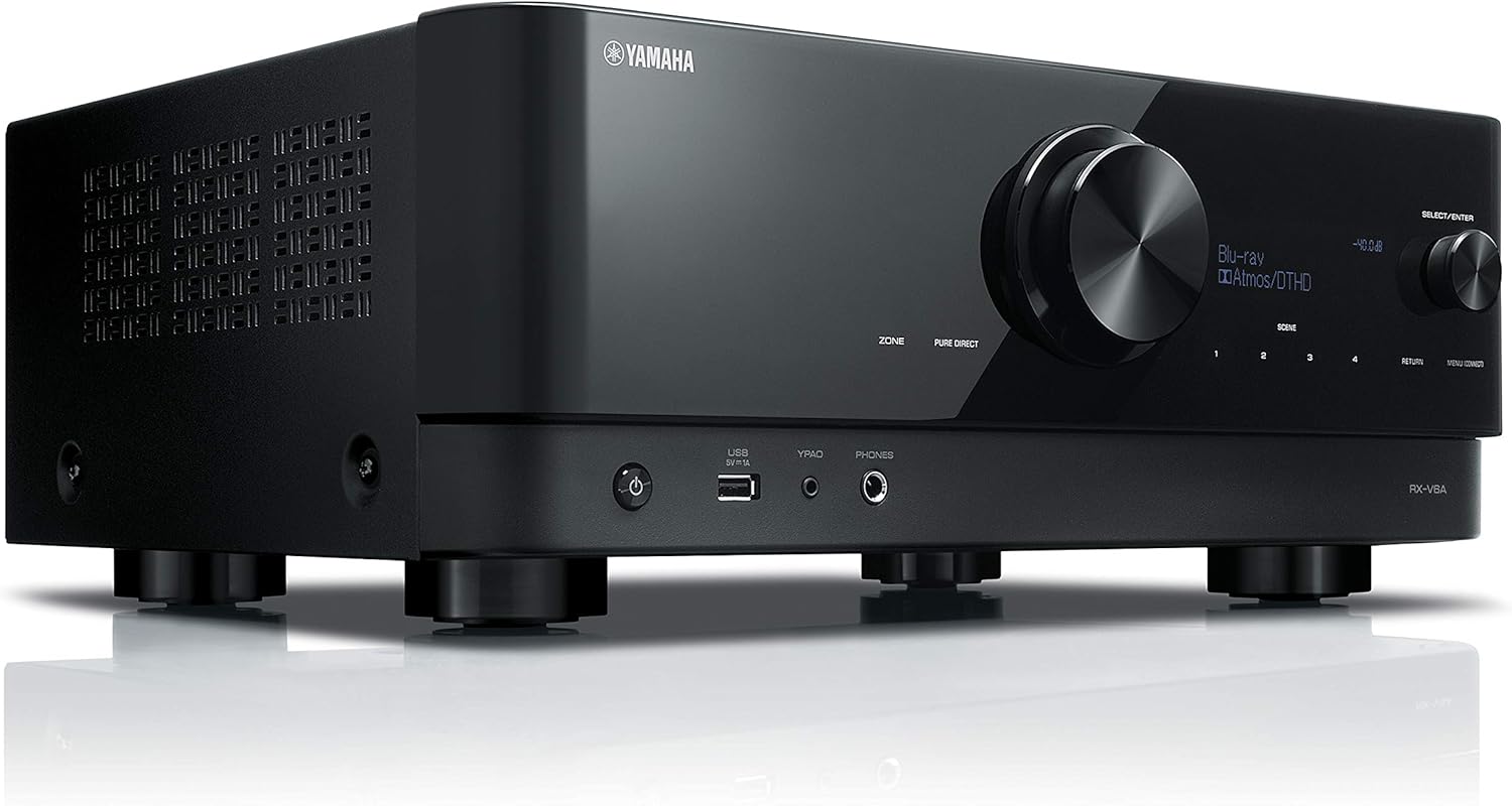 Yamaha RX-V6A Home Theatre Receiver, 7.2 Channel, 4K/120Hz and Dolby Atmos Capable, Built-in USB Port with WiFi, MusicCast and Amazon Alexa Capable - PuriLite