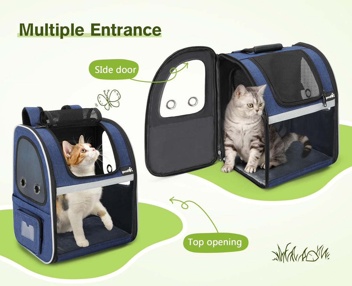 Pecute Pet Carrier Backpack, Dog Carrier Backpack Expandable with Breathable Mesh for Pets ＜6kg, Pet Backpack Carrier for Hiking Travel Camping Outdoor - PuriLite