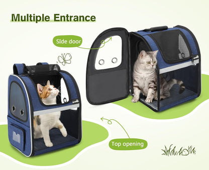 Pecute Pet Carrier Backpack, Dog Carrier Backpack Expandable with Breathable Mesh for Pets ＜6kg, Pet Backpack Carrier for Hiking Travel Camping Outdoor - PuriLite