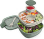 Bentgo Salad - Stackable Lunch Container with Large 54-oz Salad Bowl, 4-Compartment Bento-Style Tray for Toppings, 3-oz Sauce Container for Dressings, Built-in Reusable Fork & BPA-Free (Khaki Green) - PuriLite