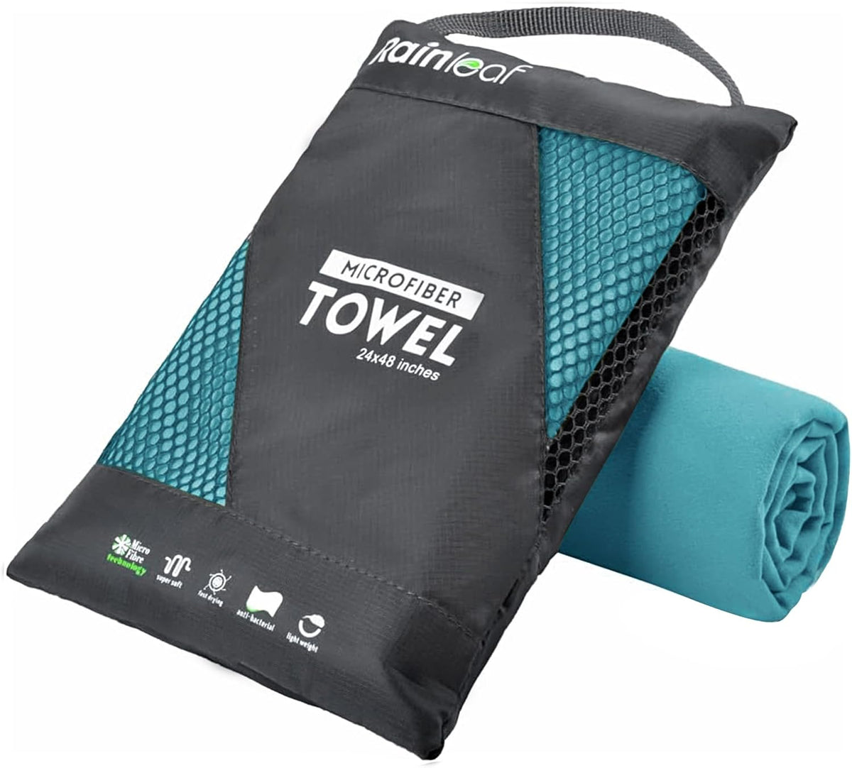 Rainleaf Microfiber Towel Perfect Travel & Gym & Camping Towel. Quick Dry - Super Absorbent - Ultra Compact - Lightweight. Suitable for Trip, Beach, Shower, Backpacking, Pool - PuriLite