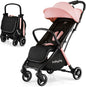 BABY JOY Lightweight Baby Stroller, Compact Travel Stroller for Airplane with Adjustable Backrest & Canopy, Storage Basket, Self Standing Gravity Fold, Aluminium Frame for Infant Toddler (Pink) - PuriLite