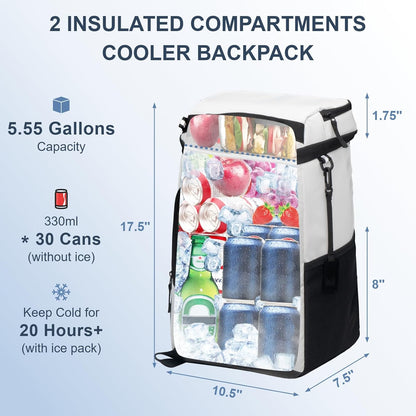 SPARTER Backpack Cooler Insulated Leak Proof 33/49 Cans, 2 Insulated Compartments Thermal Bag, Portable Lightweight Beach Travel Camping Lunch Backpack for Men and Women - PuriLite