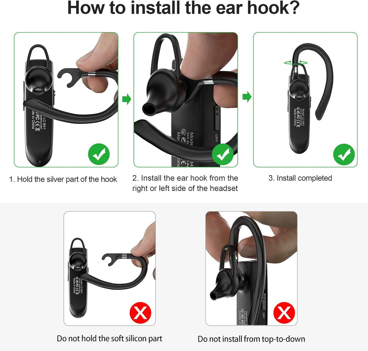 Bluetooth Headset New Bee 24Hrs V5.0 Bluetooth Earpiece Wireless Handsfree Driving Headset with Noise Canceling Mic Headset Case for iPhone Samsung Android Mobile Cell Phone Tablets Office - PuriLite