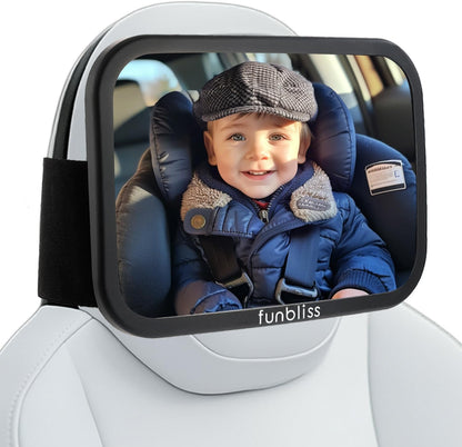 Funbliss Baby Car Mirror for Rear Facing Seat,360° Rotation, Safety CertifiedShatterproof Acrylic Glass, Clear Wide View,Infant Car Mirror for Car Seat Rear Facing,Baby Vehicle Mirror - PuriLite