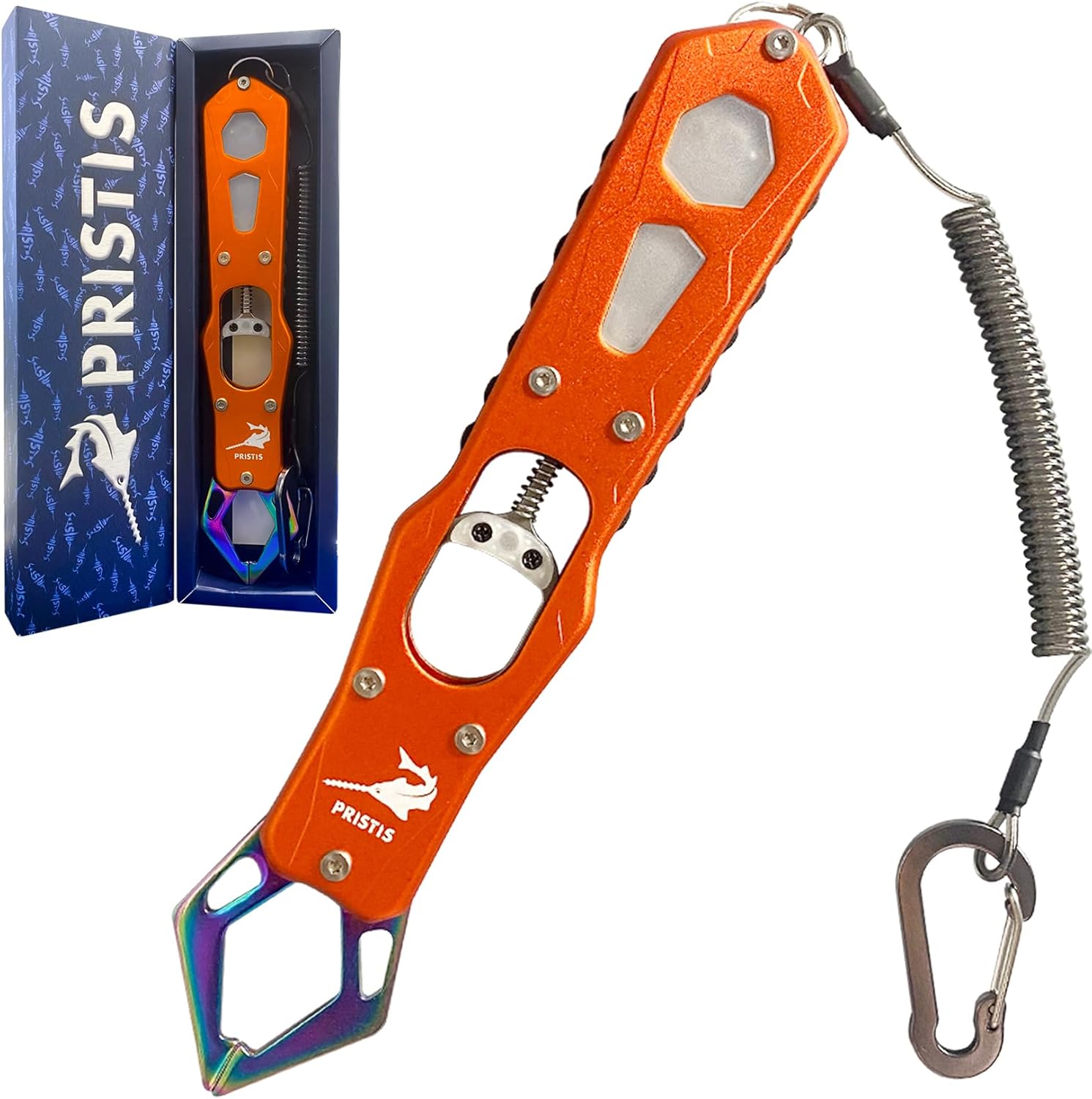 Pristis High Strength Fish Gripper, Heavy Duty Stainless Steel Fishing Lip Grabber with Lightweight Aluminum Handle, Hook Remover Holder for Caught Fish, Mouth Grab Grip Tool for Freshwater Saltwater - PuriLite