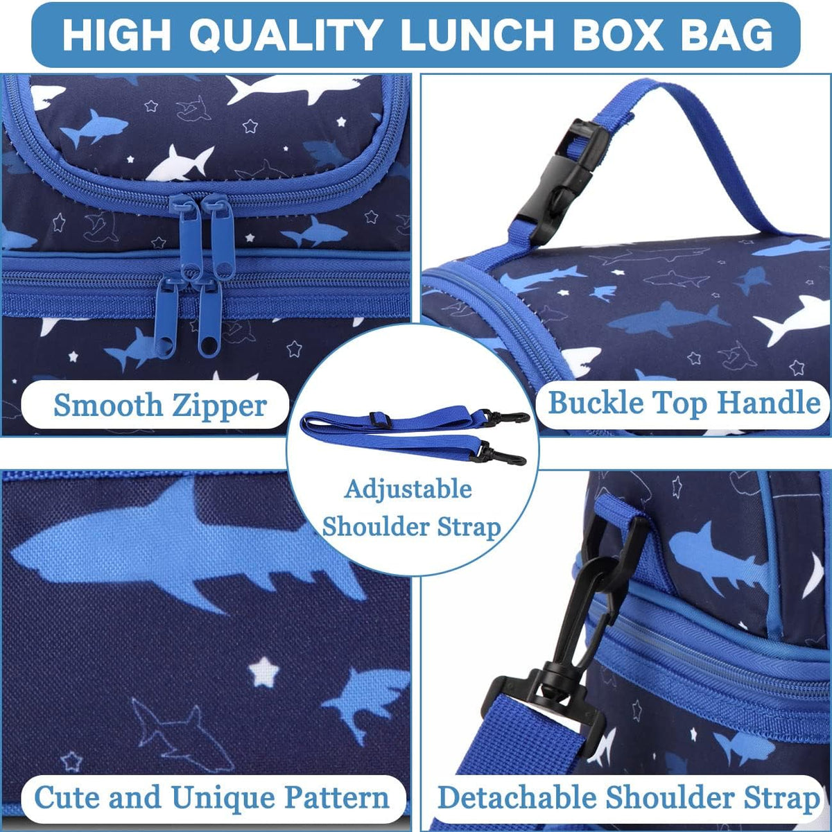 VASCHY Lunch Box Bag Men, Insulated Two Compartments Bento Cooler Bags for Adults/Women/Kids for School,Daycare,Kindergarten,Picnic Black - PuriLite