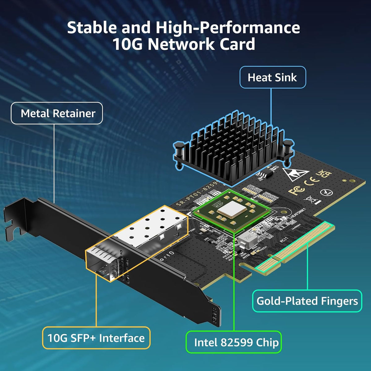 10G PCI-E Network Card with 10Gbps Dual RJ45 Ports, Intel X540-T2 Conrtoller, VIMIN 10Gb Ethernet Adapter Card Compatible with PCI Express X8, X16, Support Windows/Windows Server/Linux/VMware - PuriLite