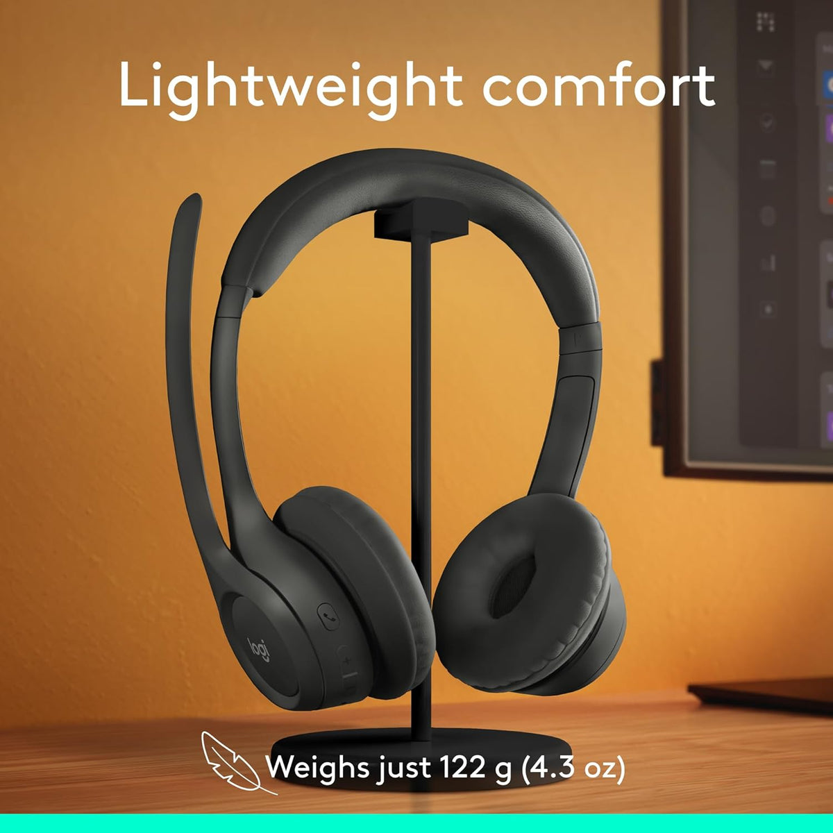 Logitech Zone 301 Wireless Bluetooth Headset with Noise-Canceling Microphone, Compatible with Windows, Mac, Chrome, Linux, iOS, iPadOS, Android – Graphite - PuriLite