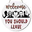Baokcotei Halloween Wreath for Front Door,Scary Porch Door Hanger Decor Sign 11.8Inch Wall Decor Porch Decor for Farmhouse Home Bar Outdoor Indoor - PuriLite