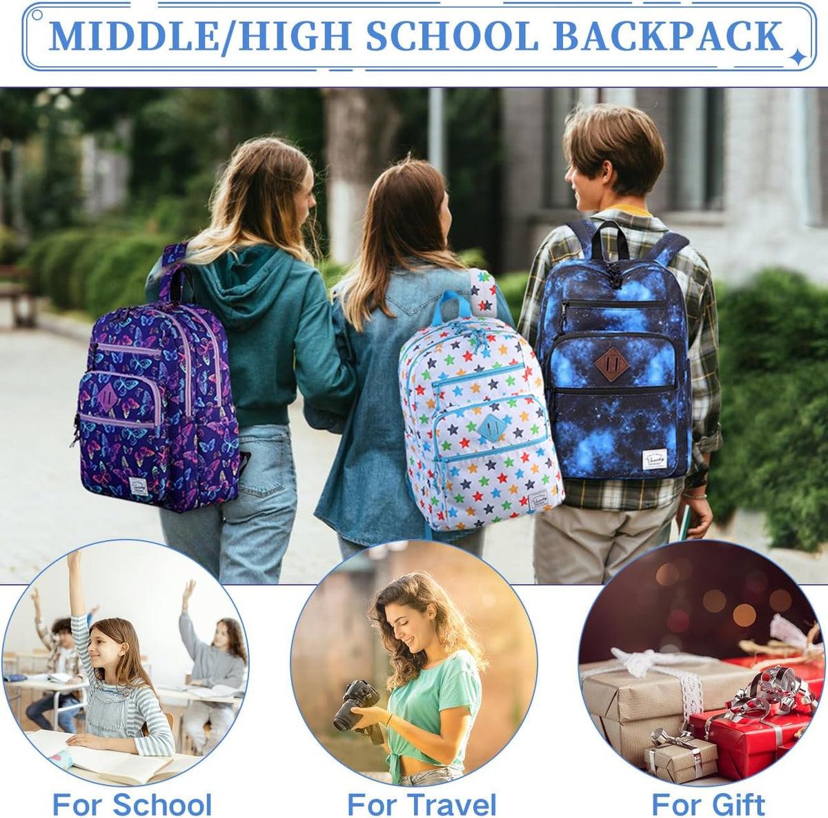 School Backpack for Men Women,Vaschy Lightweight School Bag Bookbag Casual Daypack for High School/College/Teens/Travel/Work - PuriLite