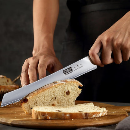 HOSHANHO Bread Knife 10 inch, Japanese High Carbon Stainless Steel Serrated Bread Knife, Professional Bread Cutting Knife for Homemade Bread - PuriLite