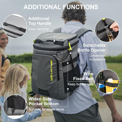 SPARTER Backpack Cooler Insulated Leak Proof 33/49 Cans, 2 Insulated Compartments Thermal Bag, Portable Lightweight Beach Travel Camping Lunch Backpack for Men and Women - PuriLite