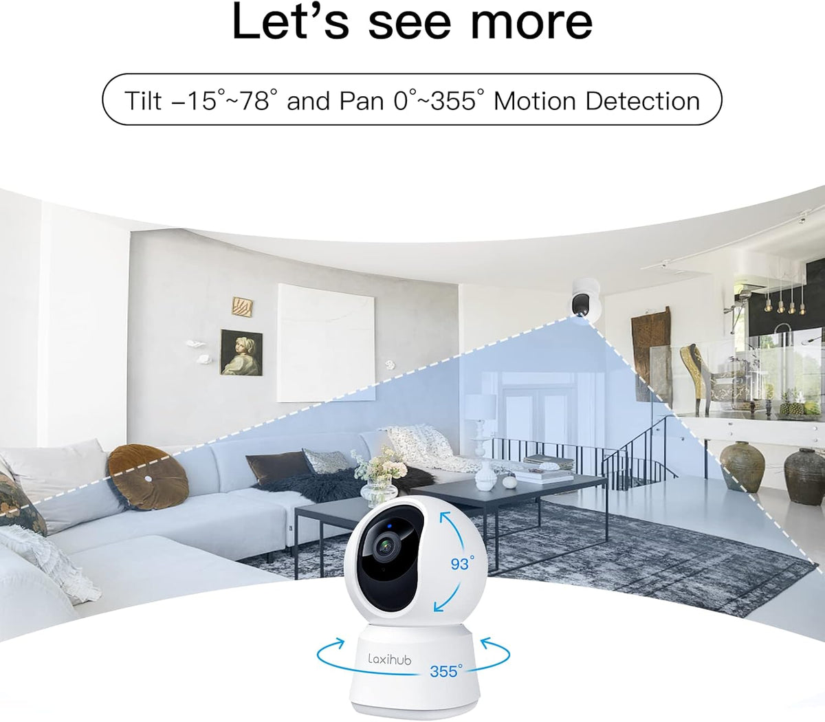 360° View 2K Pet Camera with Phone App, Indoor Security Camera, P2T Baby Monitor, Pan/Tilt, Motion & Sound Detection, Night Vision,Two-Way Audio, Works with Alexa - PuriLite
