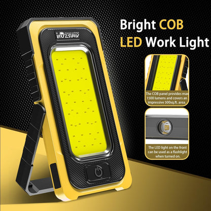 WARSUN Led Work Light Rechargeable, Portable Magnetic Work Light, LED Flood Light Waterproof for Outdoor Camping Hiking Emergency Car Repairing (USB + Solar Charging, Blue) - PuriLite