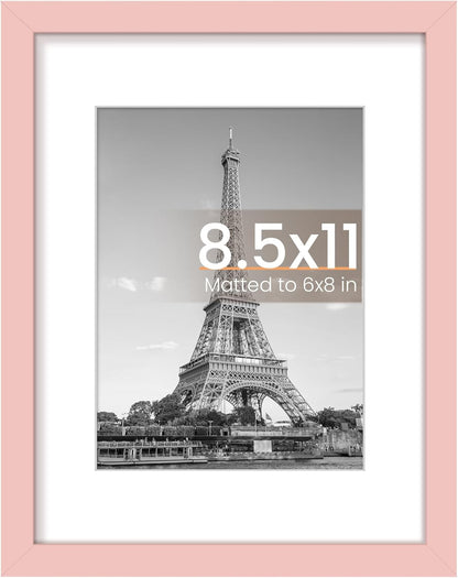 upsimples 11x14 Picture Frame, Display Pictures 8x10 with Mat or 11x14 Without Mat, Wall Hanging Photo Frames, Black - PuriLite