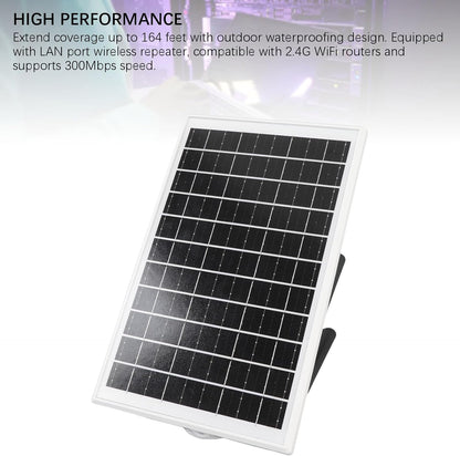 4G LTE Modem Router with SIM Card Slot, Solar Powered Wi Fi Extender Signal Boosters Solar Battery Outdoor, Long Ranges Up to 50M Wire Less Signal Boosters Wi Fi Repeater - PuriLite