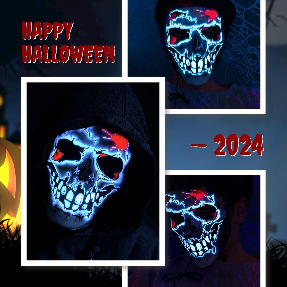 Crethinkaty Halloween Purge Mask Led Light Up Mask - PuriLite
