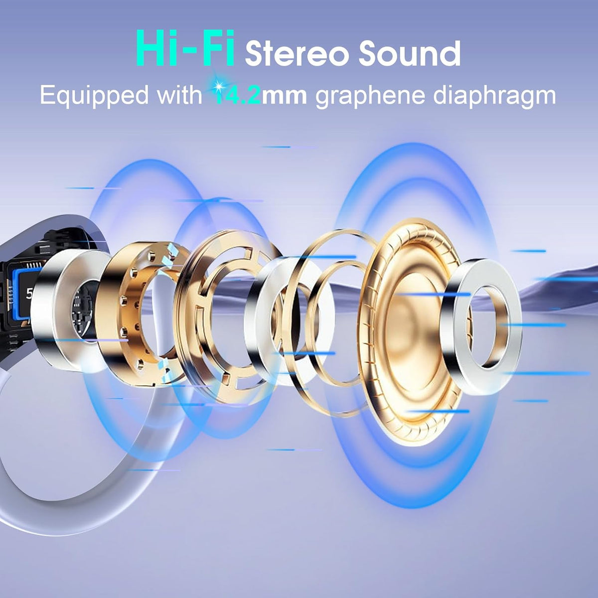 STECEi Wireless Earbuds 75hrs Bluetooth 5.4 Headphone Sport, Bluetooth Earbuds HiFi Stereo Over Ear Bud with Earhooks, ENC Noise Cancelling Mic, IP7 Waterproof Wireless Earphone for Workout/Running - PuriLite