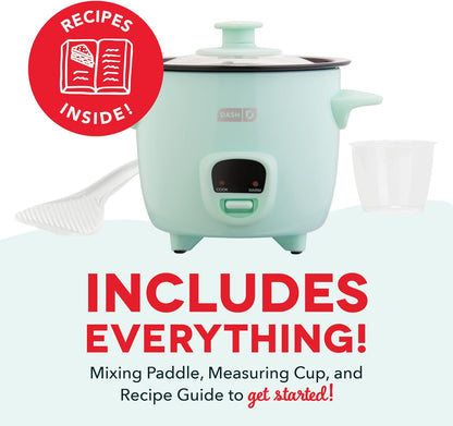 Dash DRCM200GBAQ04 Mini Rice Cooker with Keep Warm, 2 cup, Aqua - PuriLite