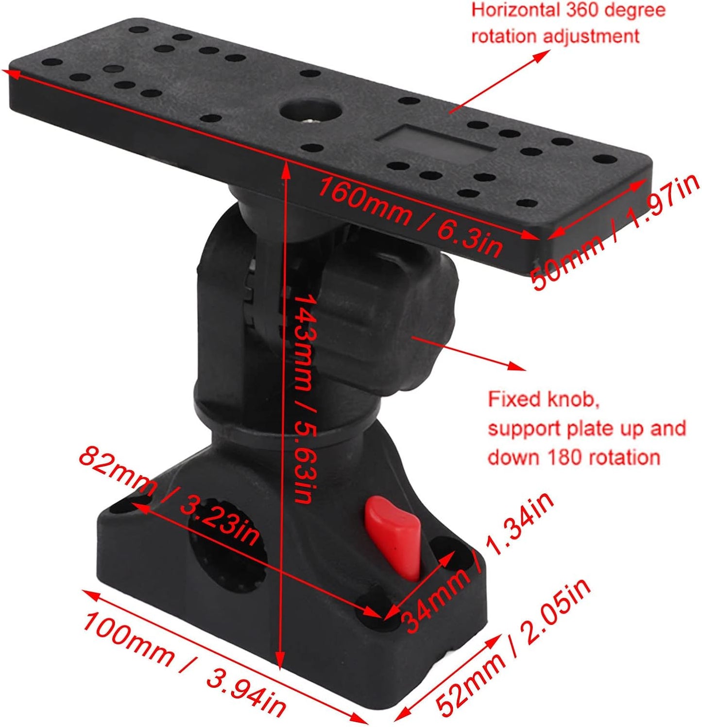 WODHMIEY Fish Finder Mount, Universal Boat Fish Finder Holder Base, Stable, Durable, 360 Degree Rotation, Easy Removal and Installation, Weatherproof Electronics Mount - PuriLite
