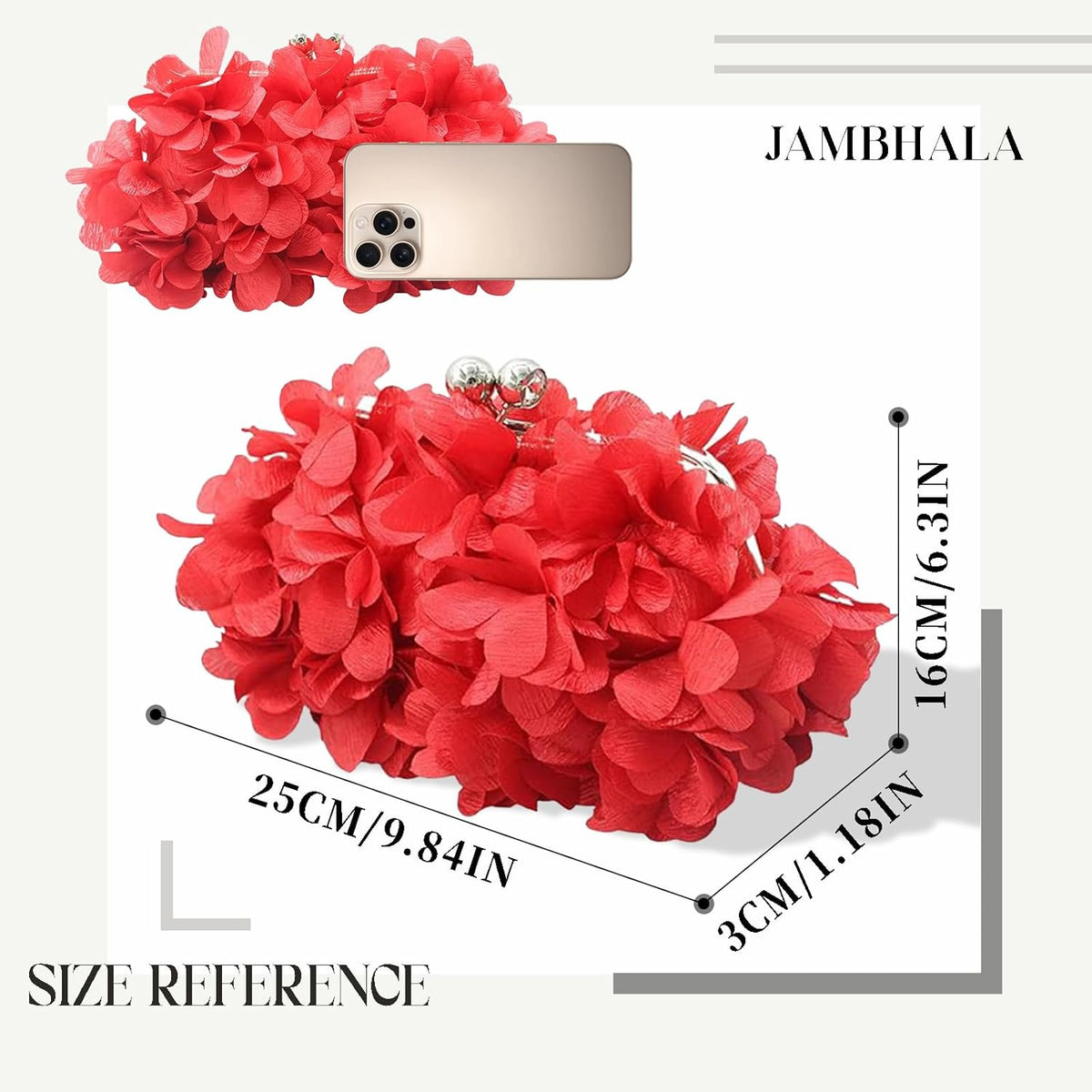 JAMBHALA Clutch Evening Handbags Floral Appliques Small Clutch Purses for Women - PuriLite