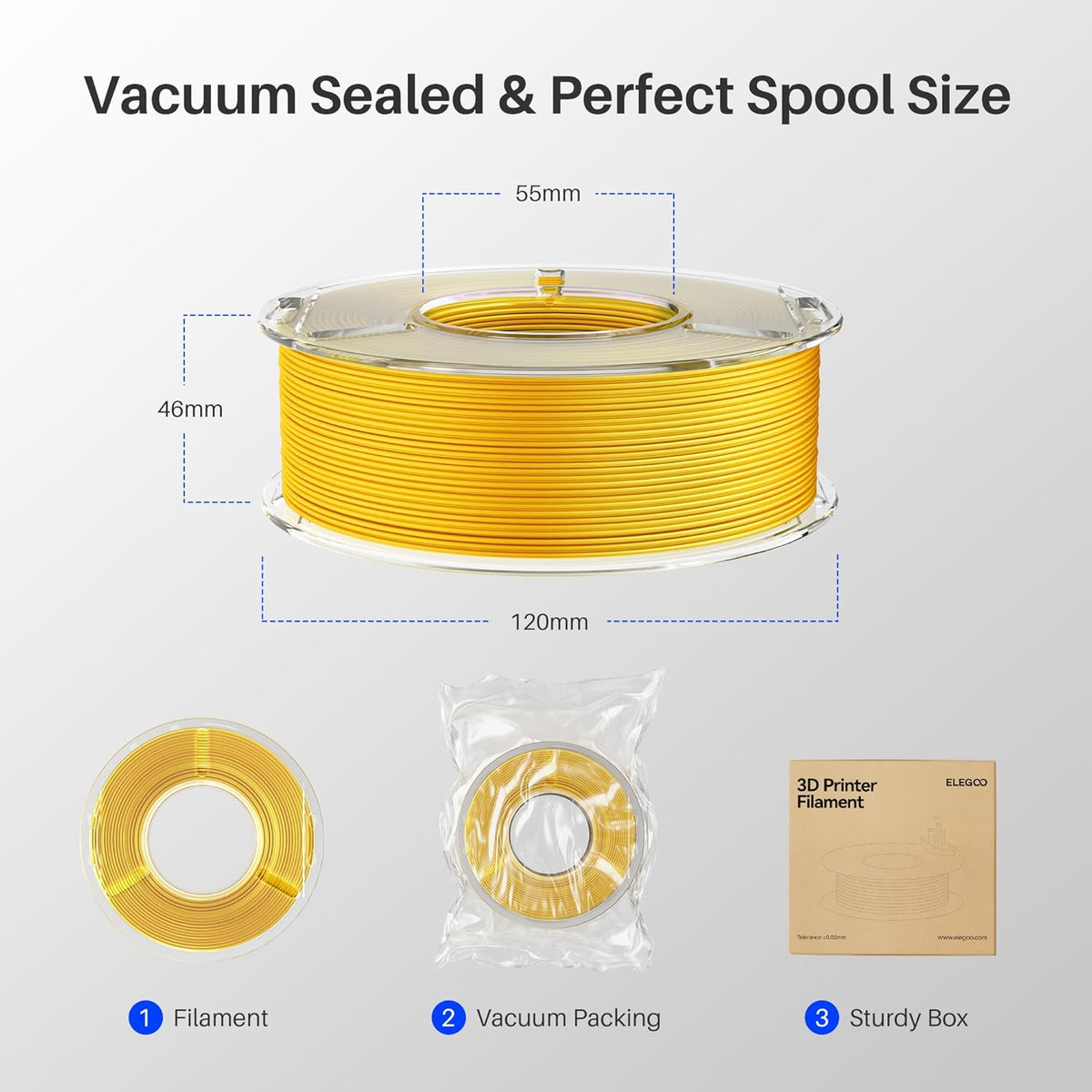 ELEGOO PLA Filament 1.75mm Black 1KG,3D Printer Filament Dimensional Accuracy +/- 0.02mm,1kg Cardboard Spool(2.2lbs) 3D Printing Filament Fits for Most FDM 3D Printers - PuriLite